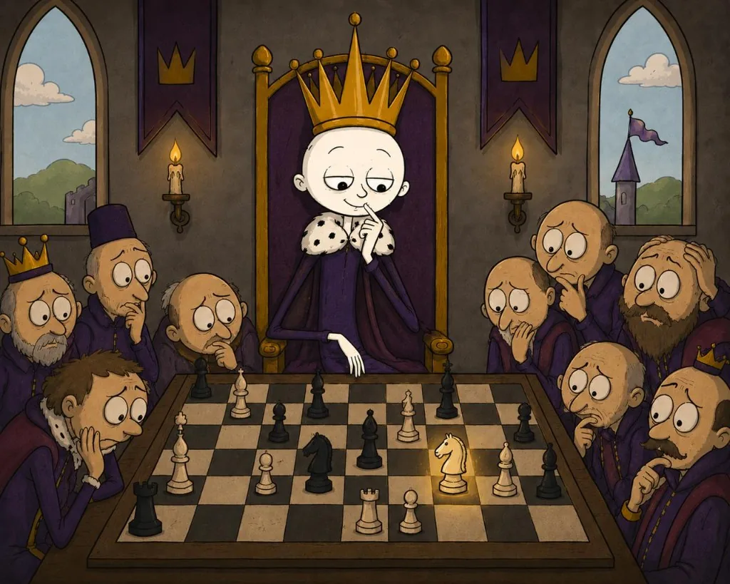 Thin King five moves ahead on the chess board